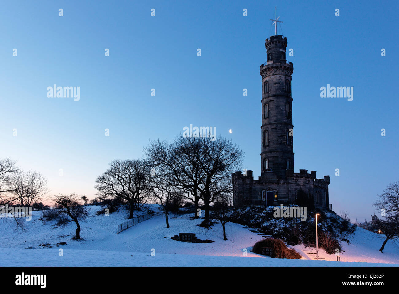 Le Monument Nelson sur Calton Hill, Édimbourg, Écosse, Royaume-Uni. Banque D'Images