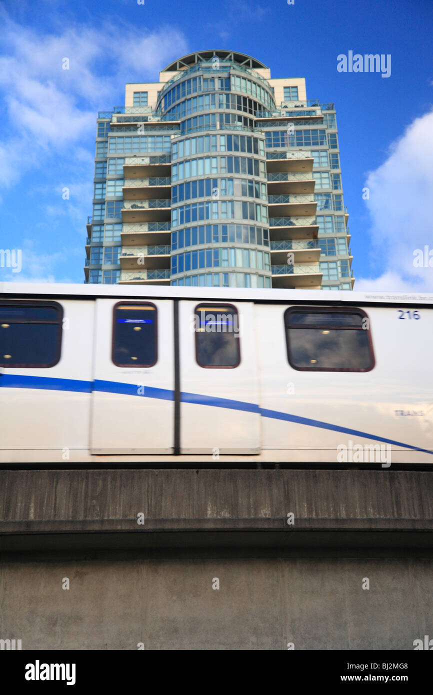 Léger et rapide Skytrain, Vancouver, Colombie-Britannique Banque D'Images