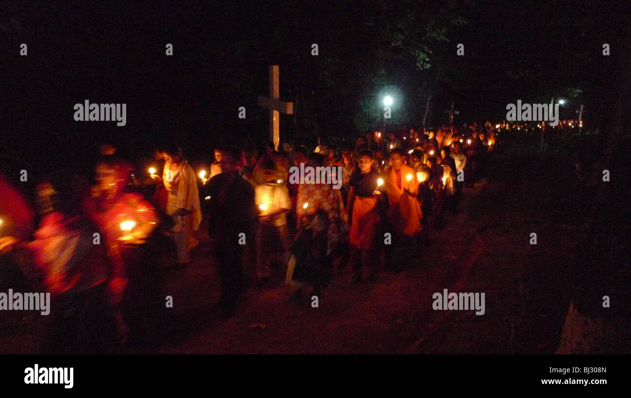 Le BANGLADESH Fatima Rani Pèlerinage à Baromari, procession de la Mission. Banque D'Images