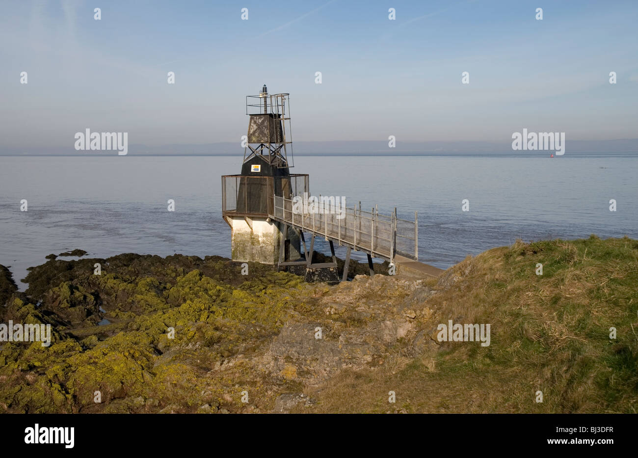 Phare de Battery Point, Portishead, dans le Somerset, Angleterre. Banque D'Images