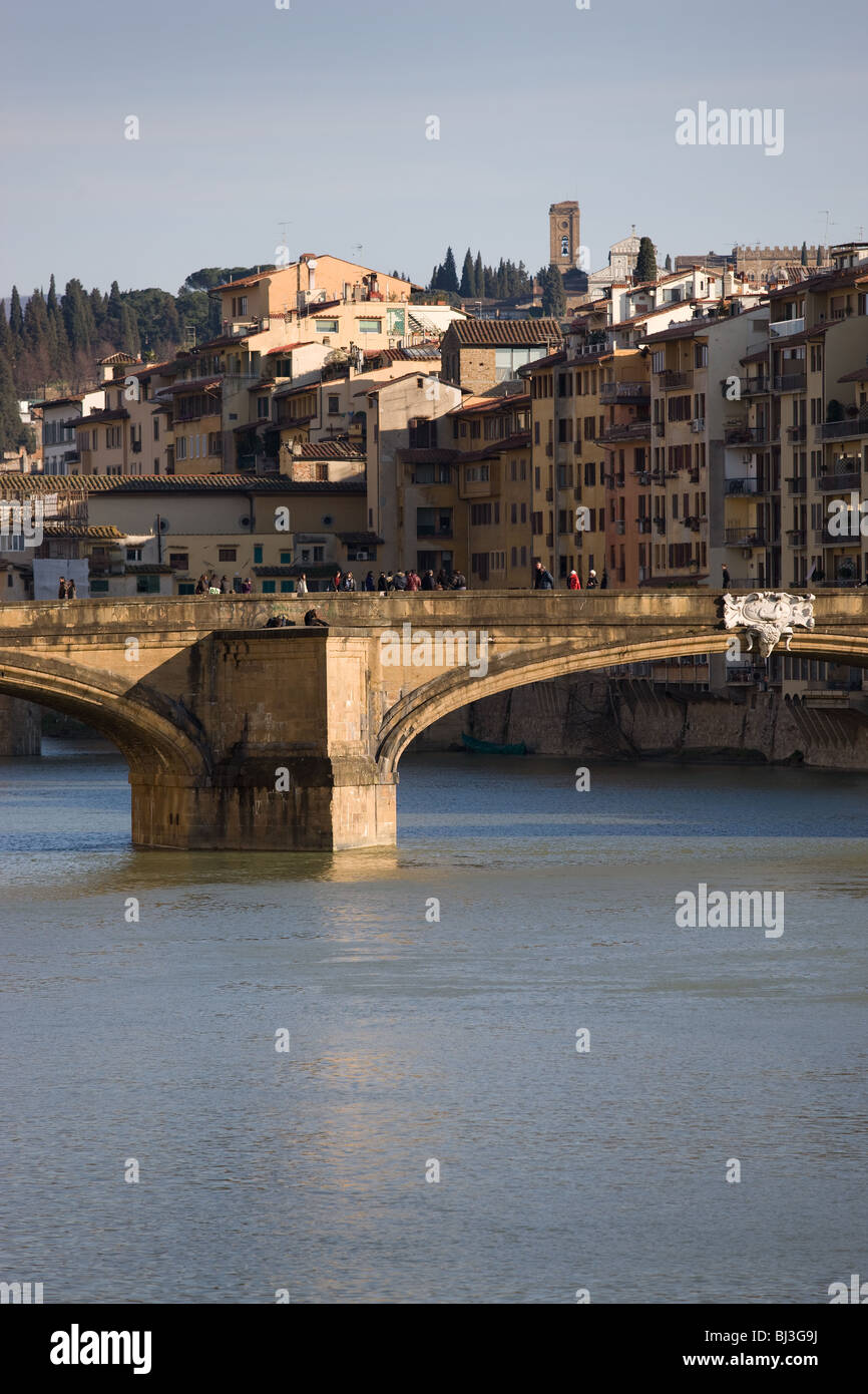 La Toscane, Florence, pont Santa Trinita Banque D'Images