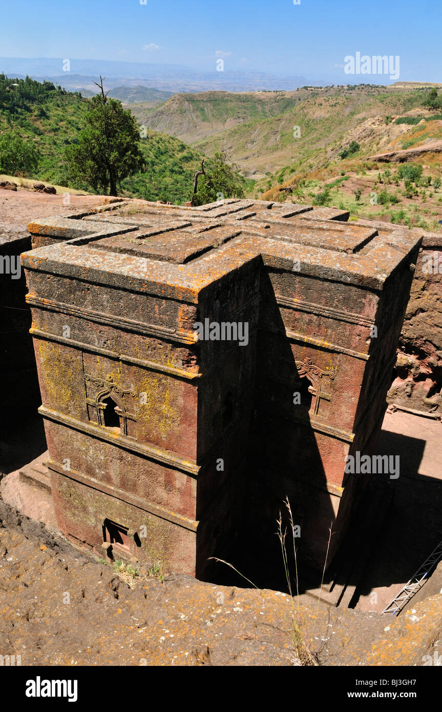 Bet Giyorgis église de Lalibela, Site du patrimoine mondial de l'UNESCO, de l'Amhara, Ethiopie, Afrique Banque D'Images