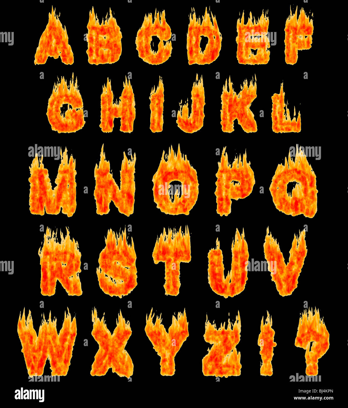 Lettres alphabet gravure illustration isolé sur fond noir Banque D'Images