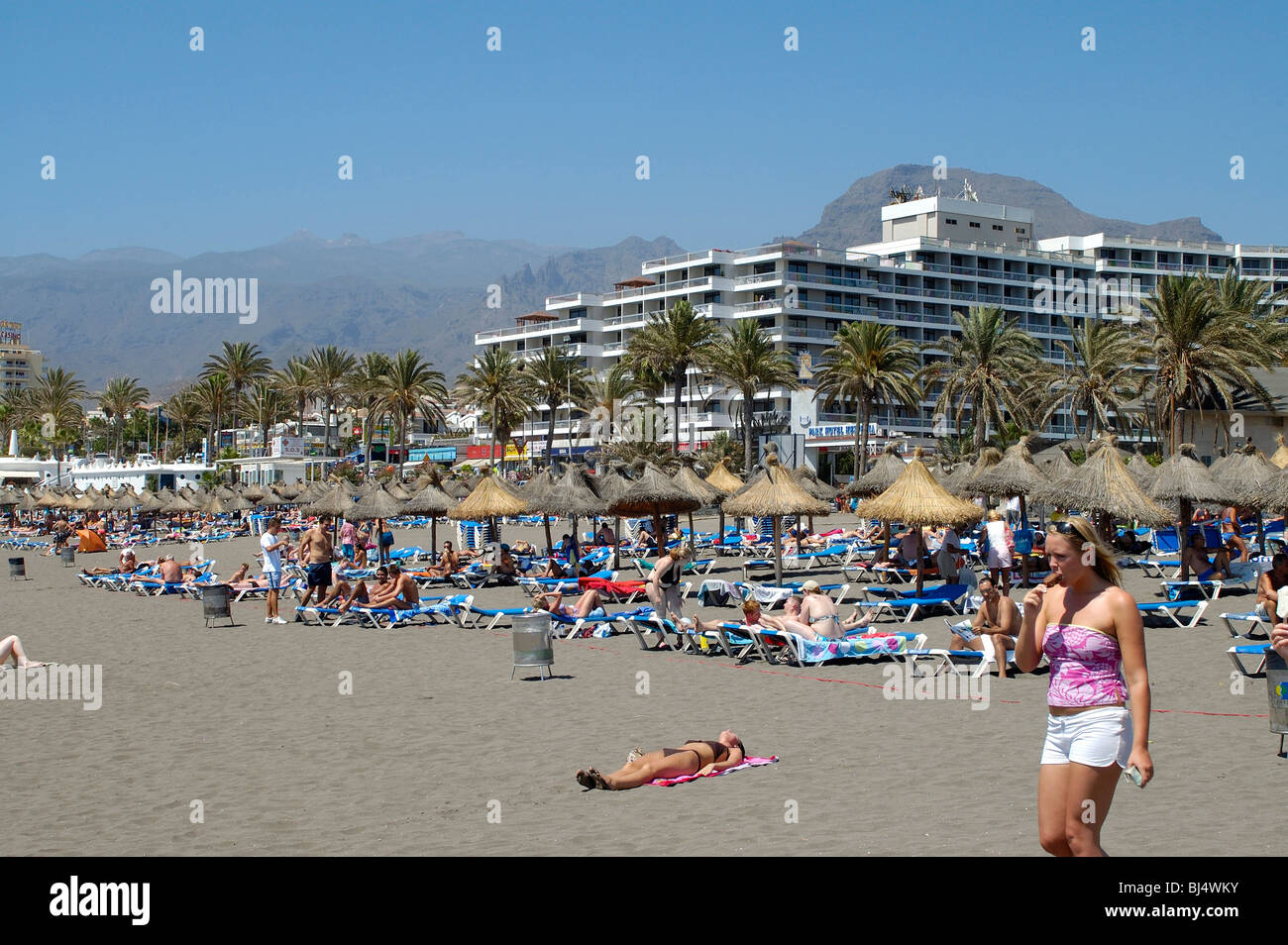 Espagne, Canaries, Tenerife Playa de las Americas, plage Banque D'Images
