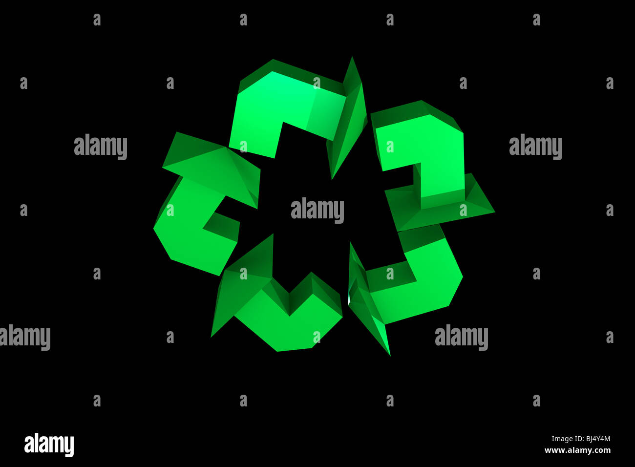 Symbole de recyclage, l'étoile à 5 grâce à la redondance des flèches sur le côté, noir/vue d'en haut. Banque D'Images