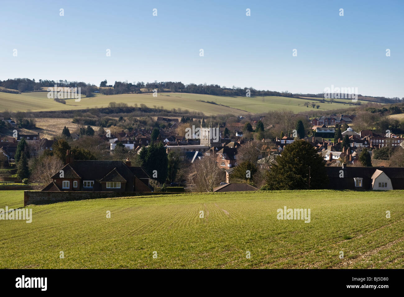 Une vue de l'ancien rural Amersham Buckinghamshire Chilterns une ville près de champs Banque D'Images