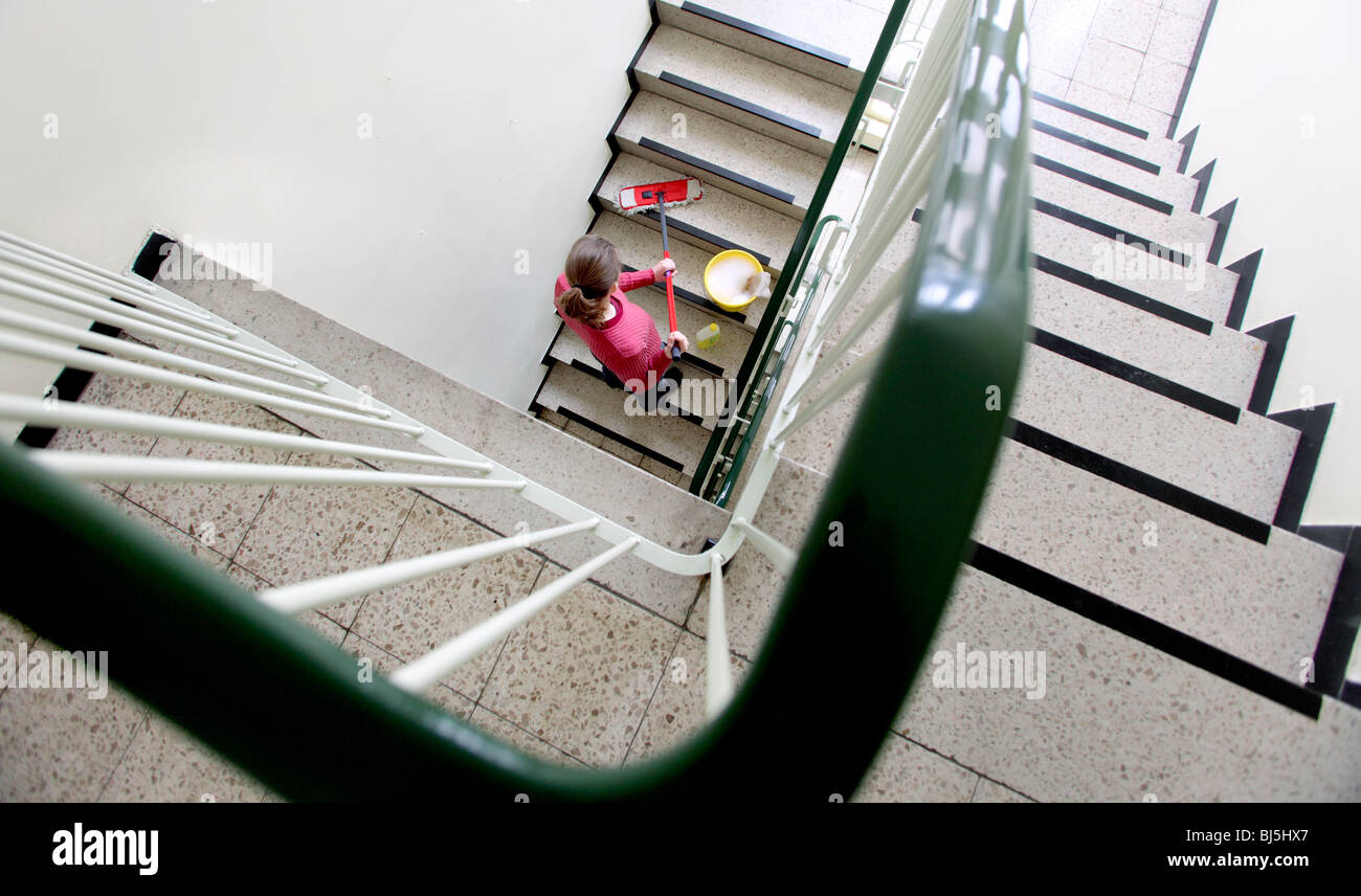 Nettoyage du filtre à un escalier. Banque D'Images