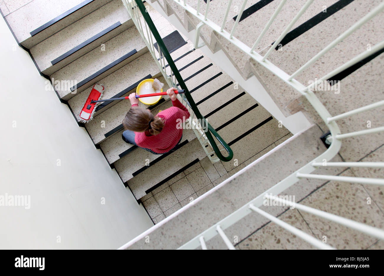 Nettoyage du filtre à un escalier. Banque D'Images