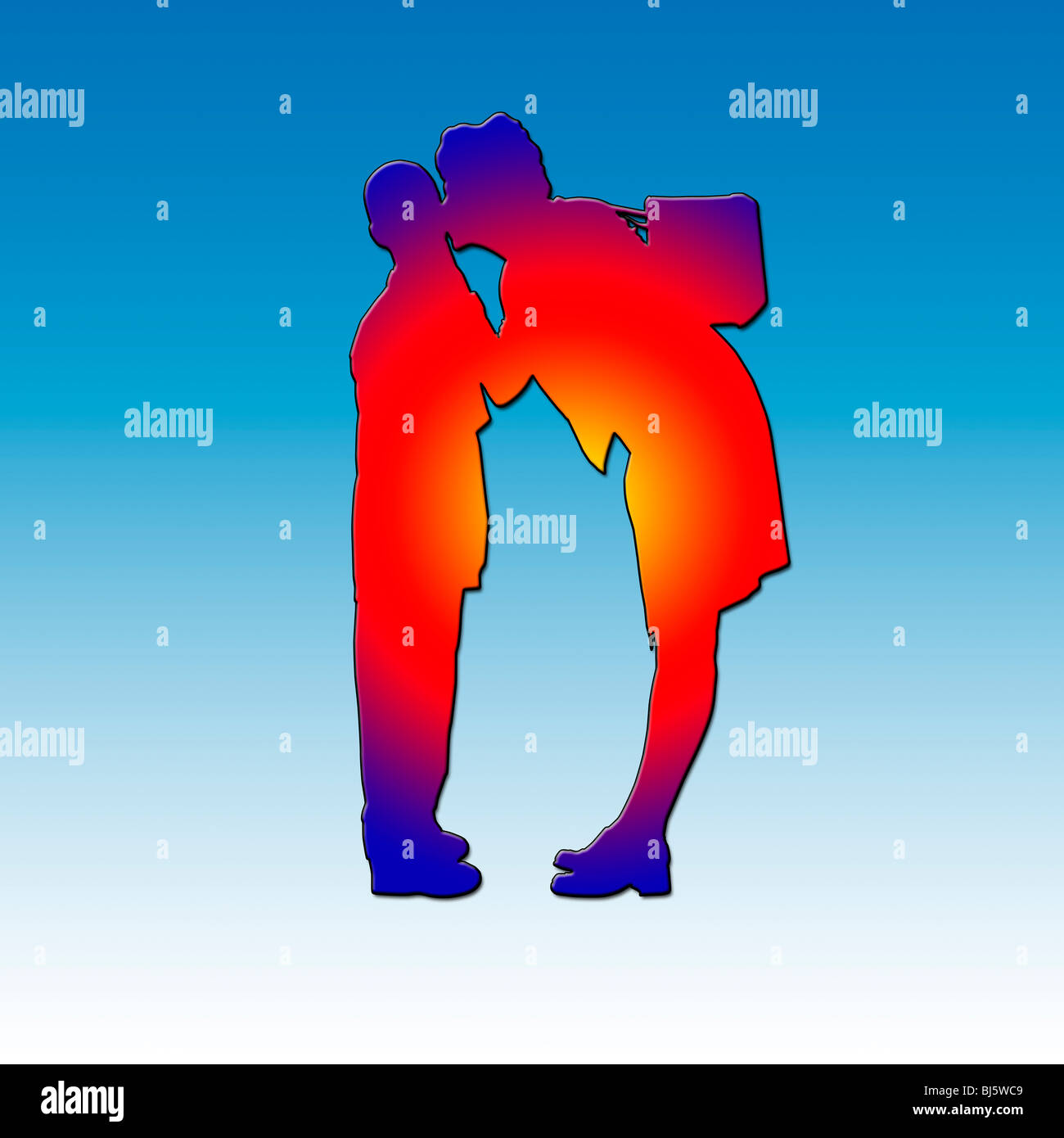 Illustration de Mère embrassant son fils au revoir Banque D'Images