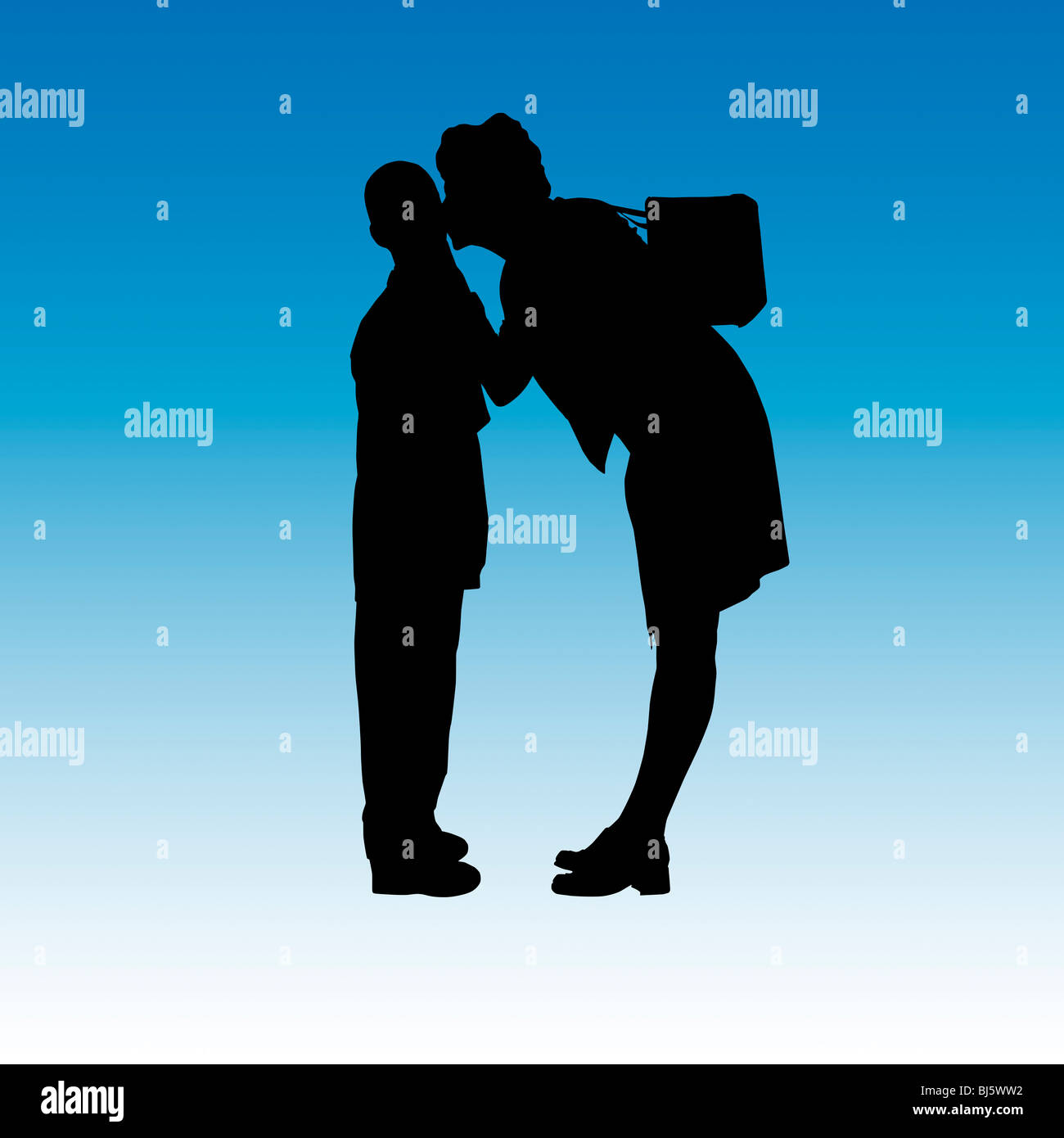 Illustration de Mère embrassant son fils au revoir Banque D'Images