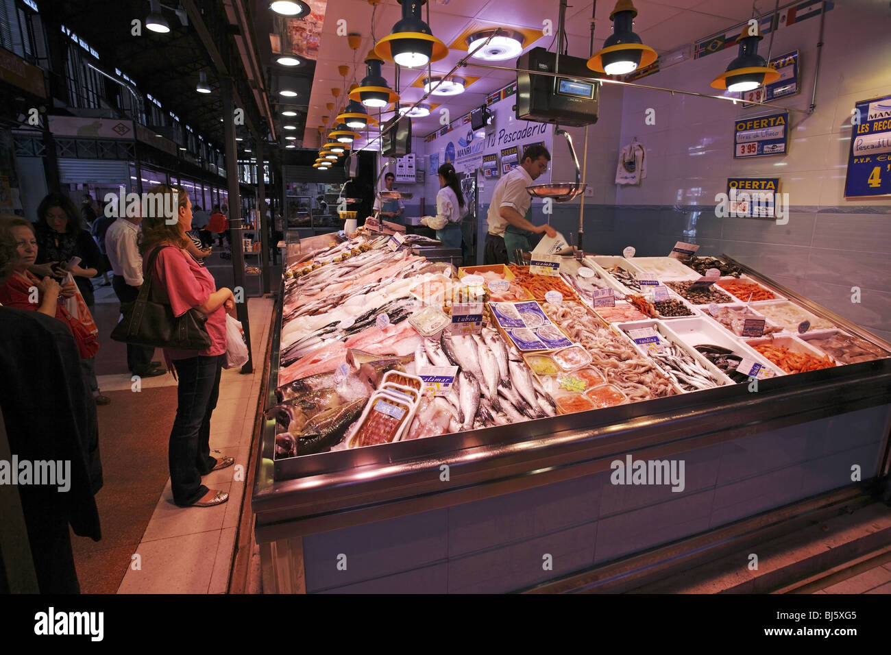 Des fruits de mer, le marché à Aranjuez, Espagne Banque D'Images