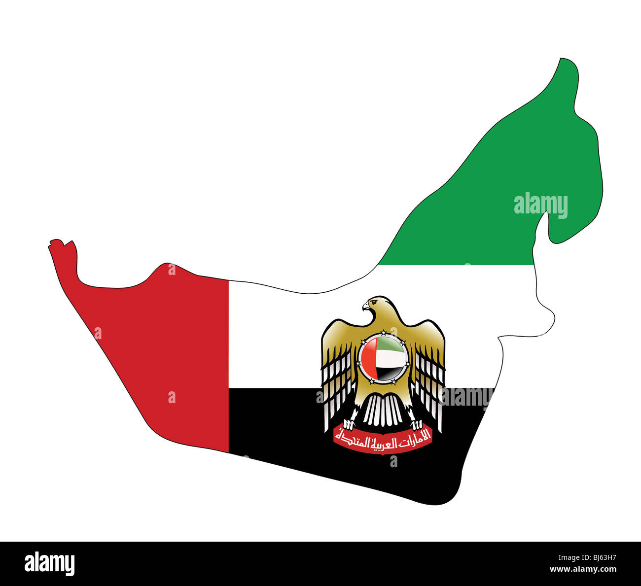 Emirats Arabes Unis la carte avec le blason Banque D'Images
