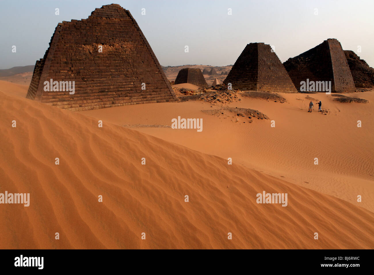 Les pyramides de Méroé, au Soudan. Banque D'Images