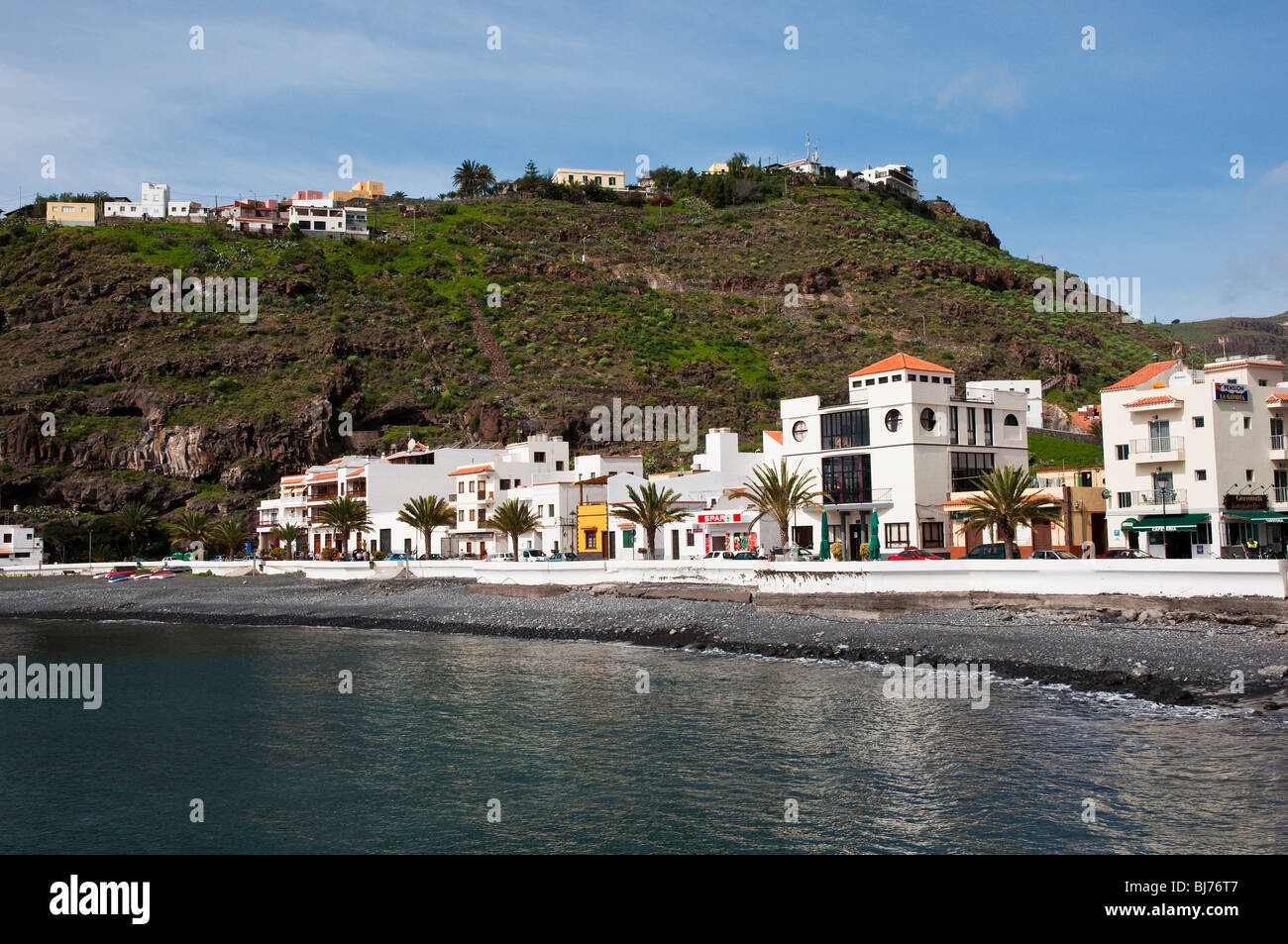 Le front de mer de Playa Santiago, La Gomera. Banque D'Images