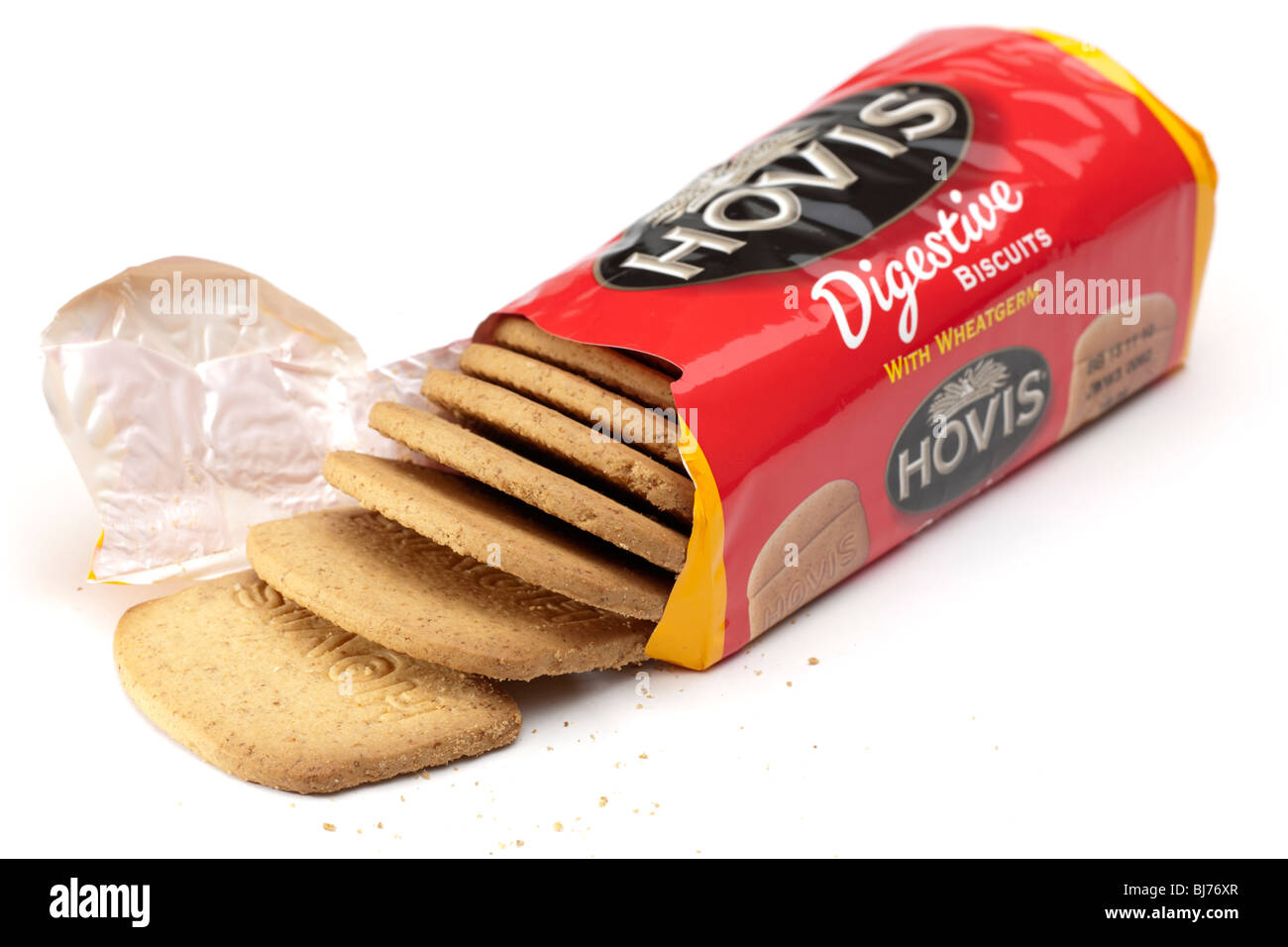 Ouvrir le sachet de biscuits digestifs Hovis Banque D'Images