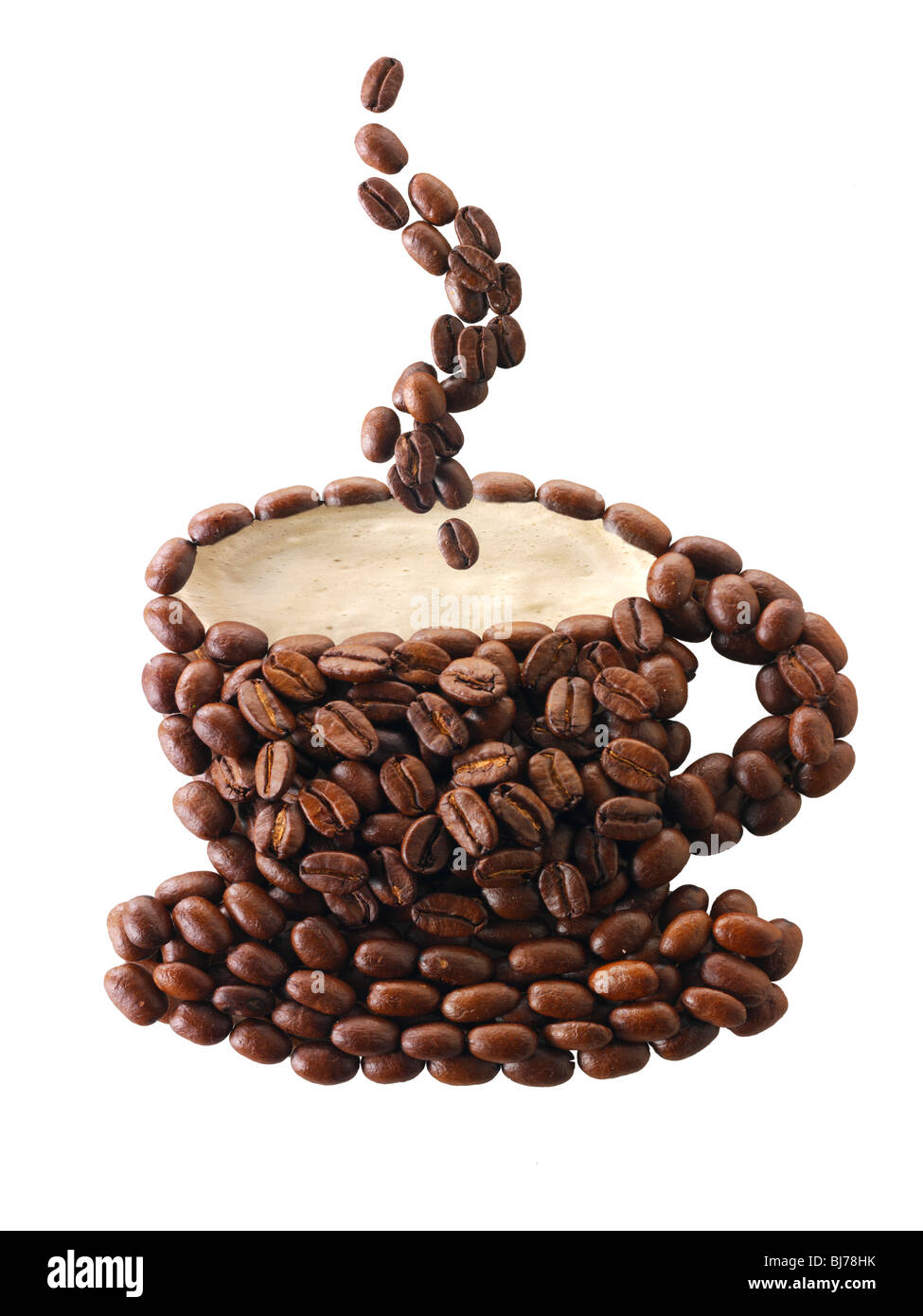 Grains de café dans la forme d'une tasse de café. Stock Photo Banque D'Images