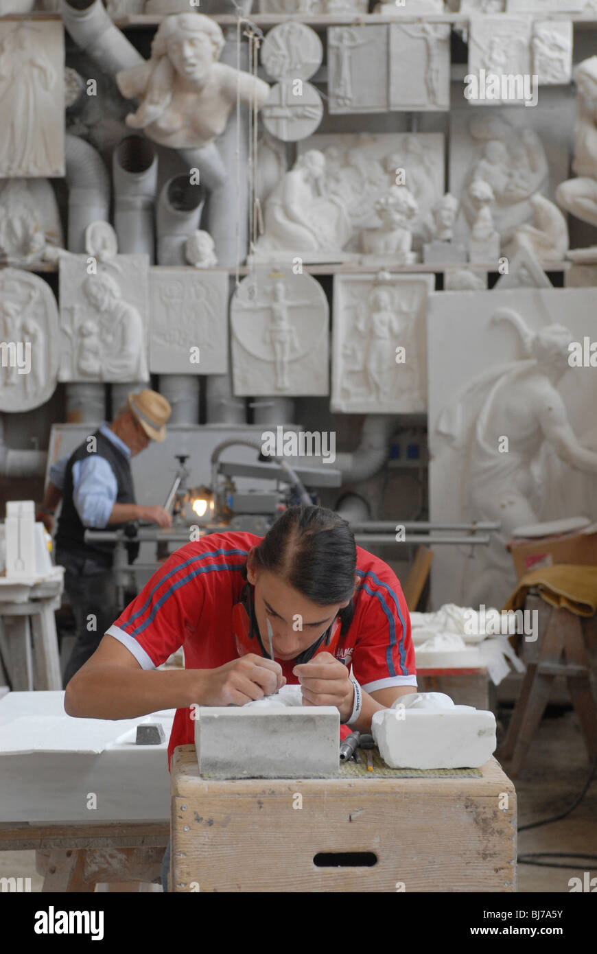 Atelier de sculpture à Lasa, Italie Banque D'Images
