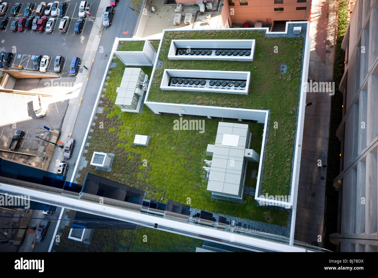 Toit vert de l'Olive 8 condominiums et d'hôtel - centre-ville de Seattle, Washington. Le bâtiment dispose d'un des plus grands toits verts dans Banque D'Images