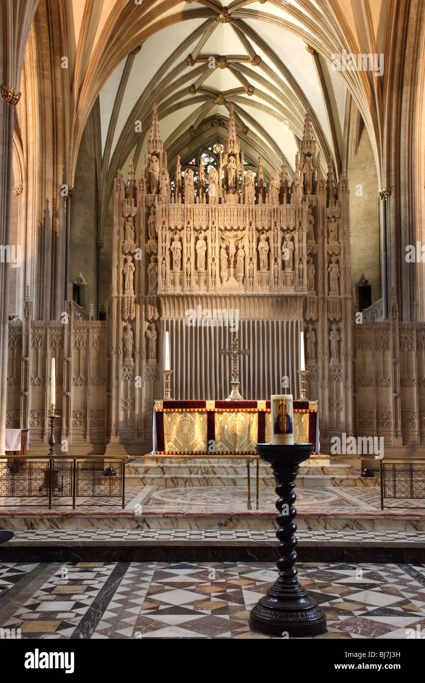 L'autel et le plafond voûté de la cathédrale de Bristol, ville de Bristol, Angleterre Banque D'Images