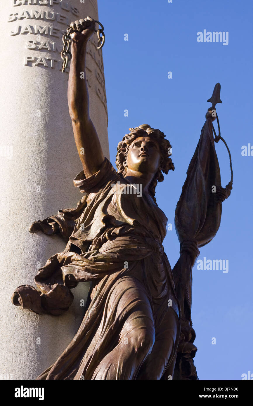 Statue dans le Boston Common faite par le Henry Bonnard Société bronze commémorant le massacre de Boston, Boston, Massachusetts. Banque D'Images