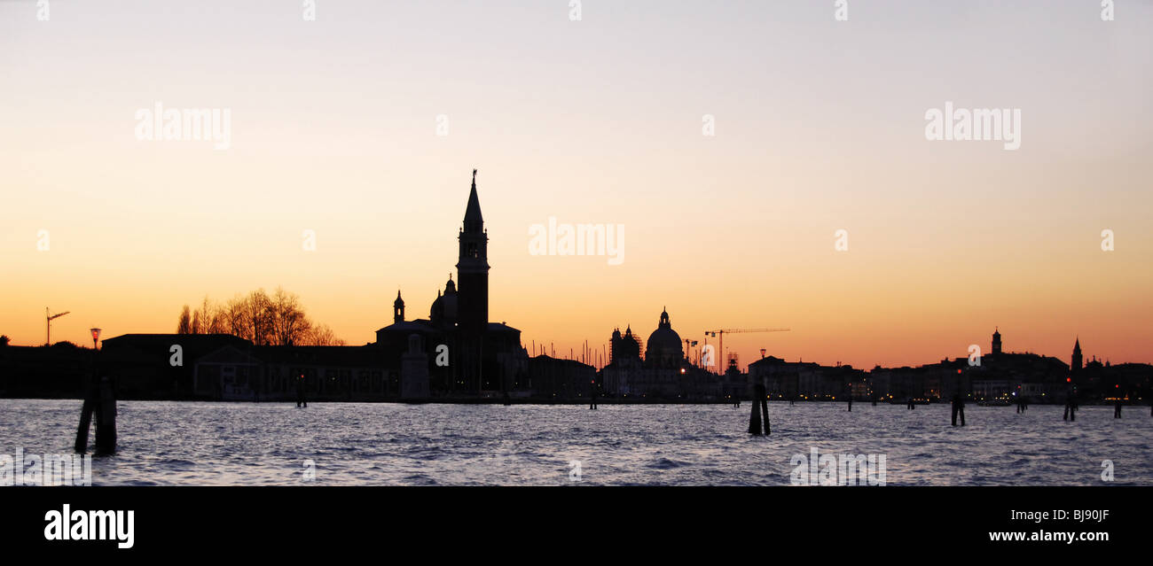 Venise, Italie, carnaval, San Marco, de la mer, coucher de soleil, lion Banque D'Images