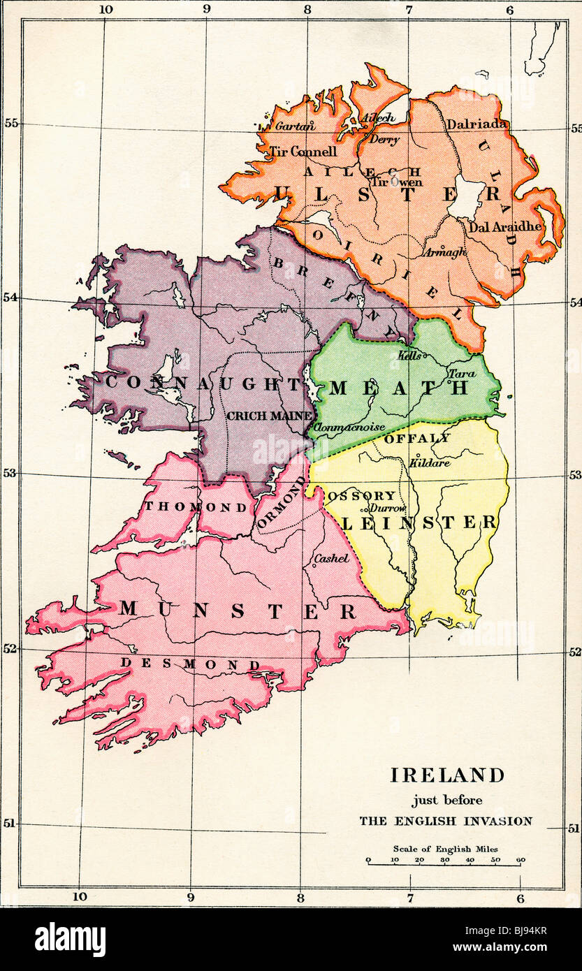 Carte De Irlande Juste Avant L Invasion Anglaise De 15 A 1610 Photo Stock Alamy