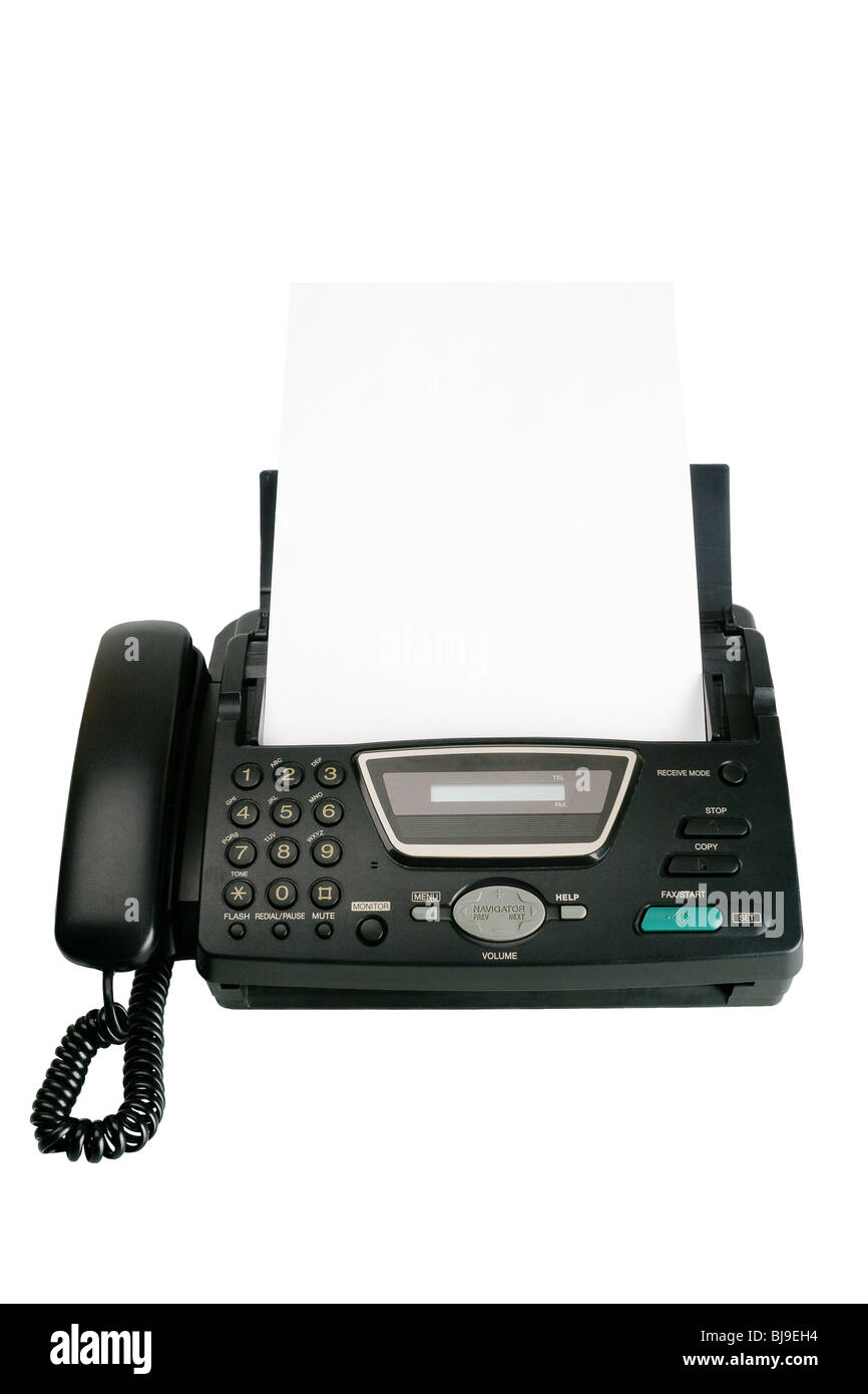 Fax avec isolé sur fond blanc document Banque D'Images