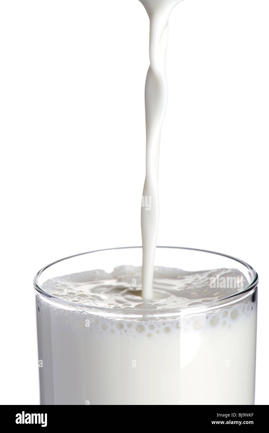 Objet sur blanc - boire du lait close up Banque D'Images
