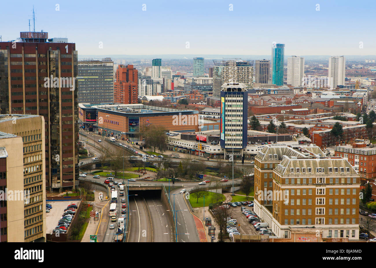 Le centre-ville de Birmingham comme vu de Hagley Road à Edgbaston, Birmingham Banque D'Images