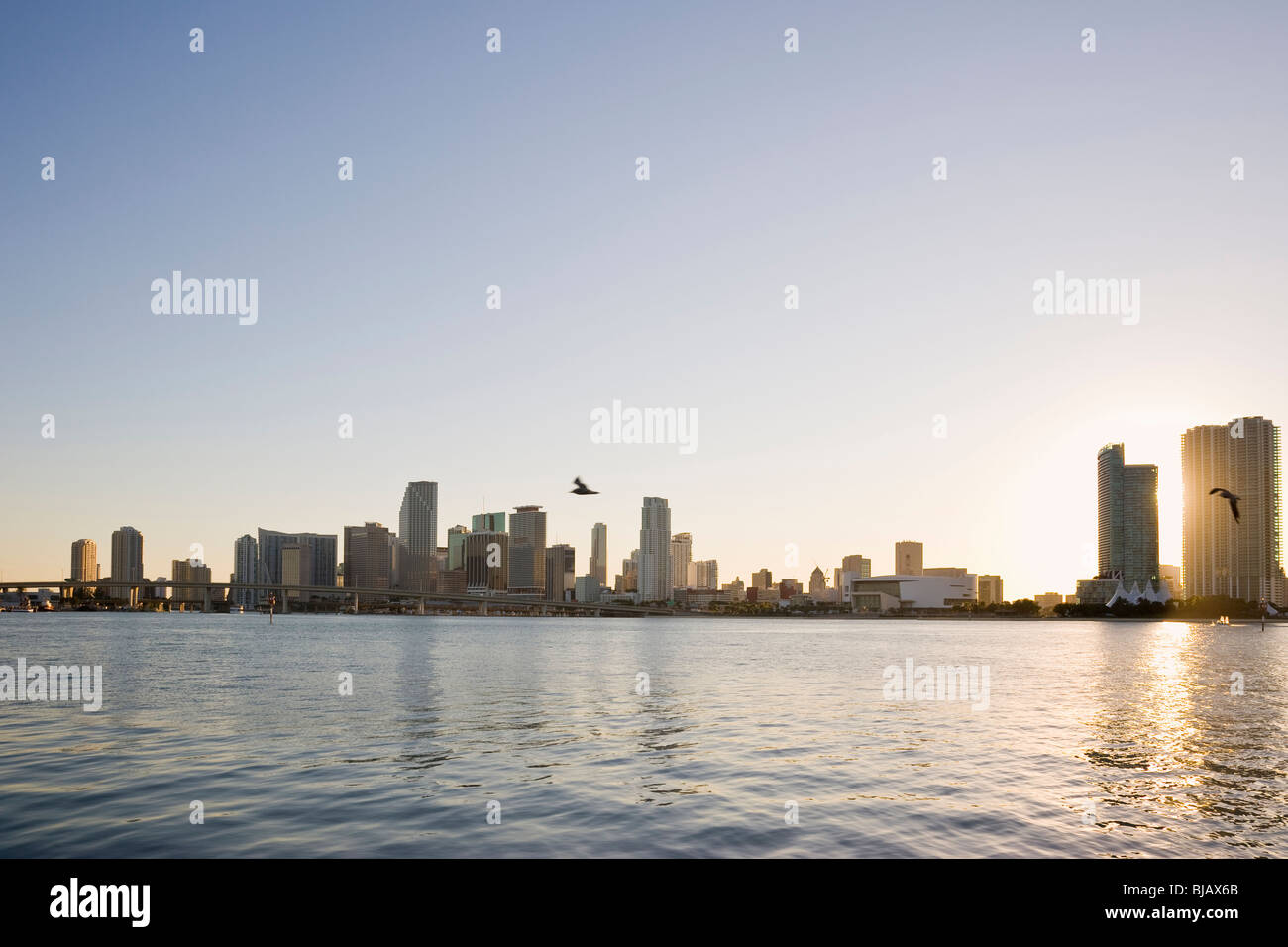 La ville de Miami au coucher du soleil, Floride, USA Banque D'Images