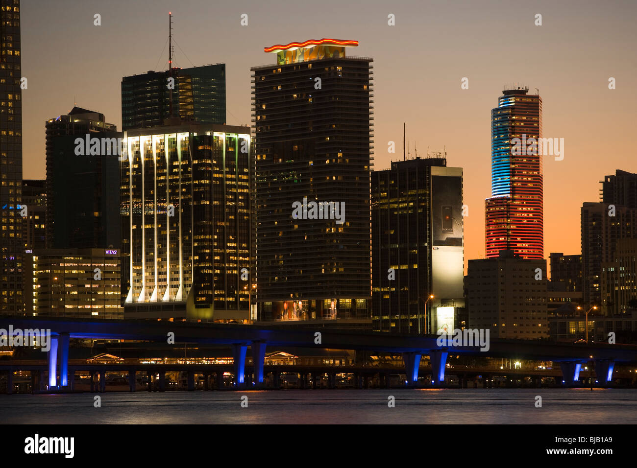 Miami skyline at Dusk Banque D'Images