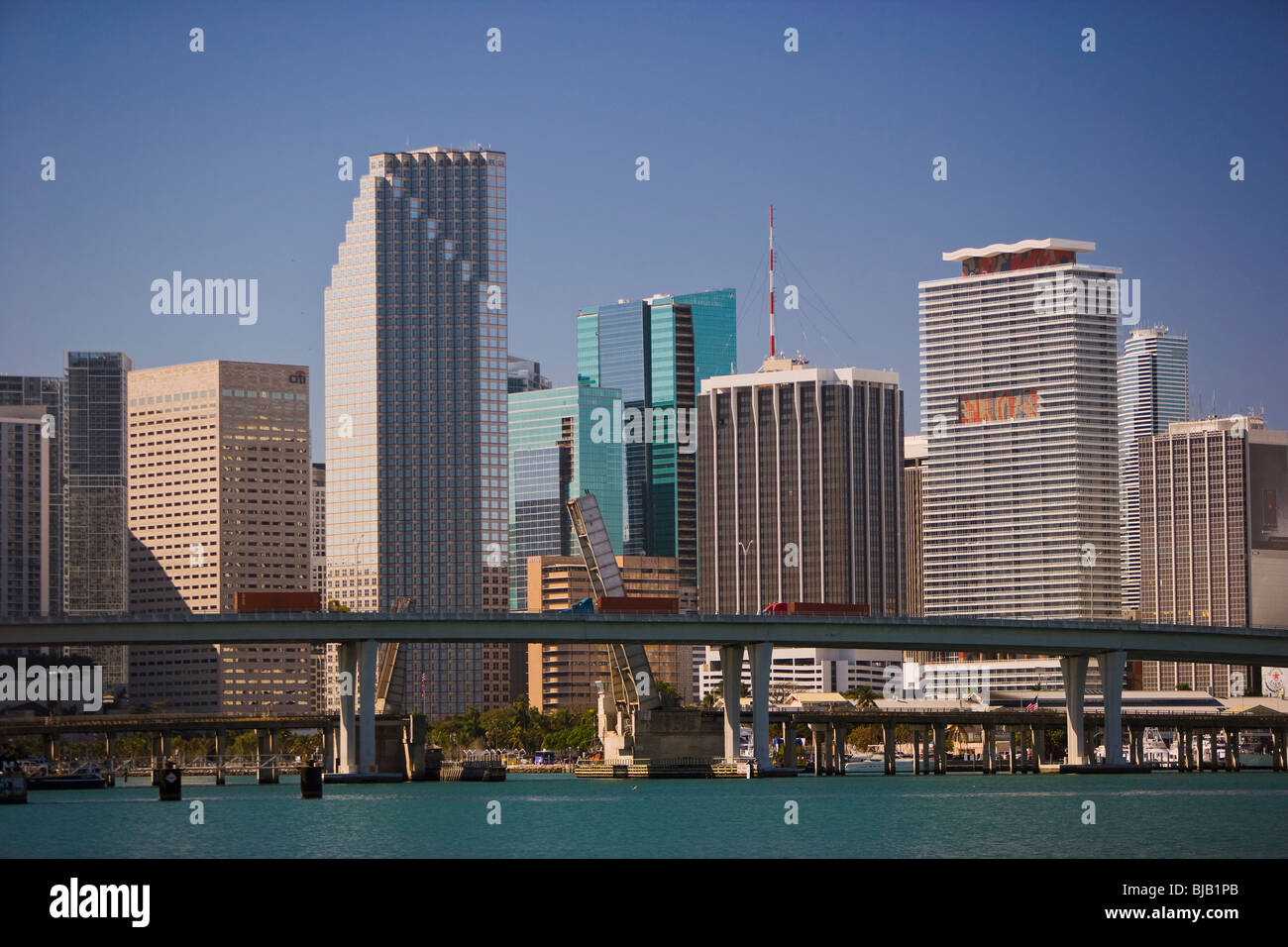 La ville de Miami et de l'eau. Banque D'Images