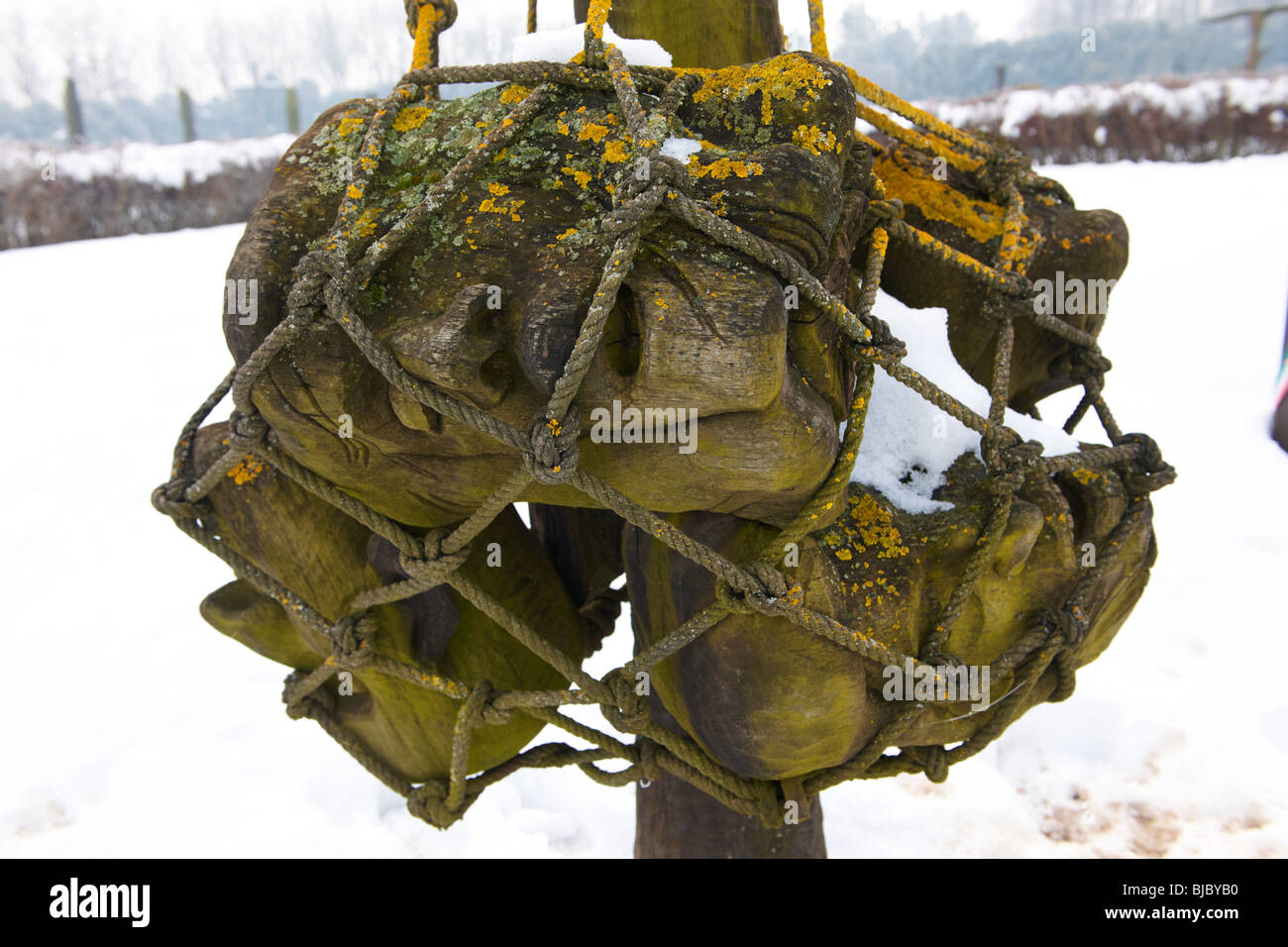 Bataille de Mohacs 1526 Memorial Park dans la neige , Hongrie - photos Banque D'Images