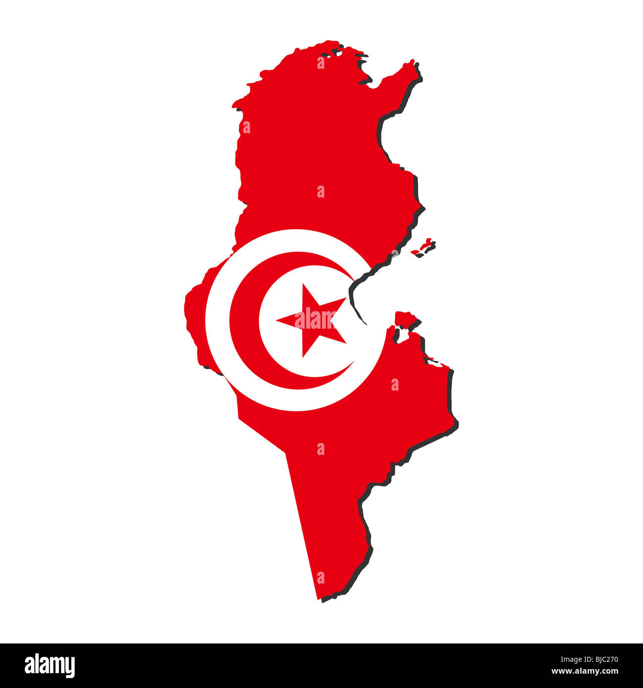 Carte de la Tunisie et drapeau tunisien illustration Banque D'Images