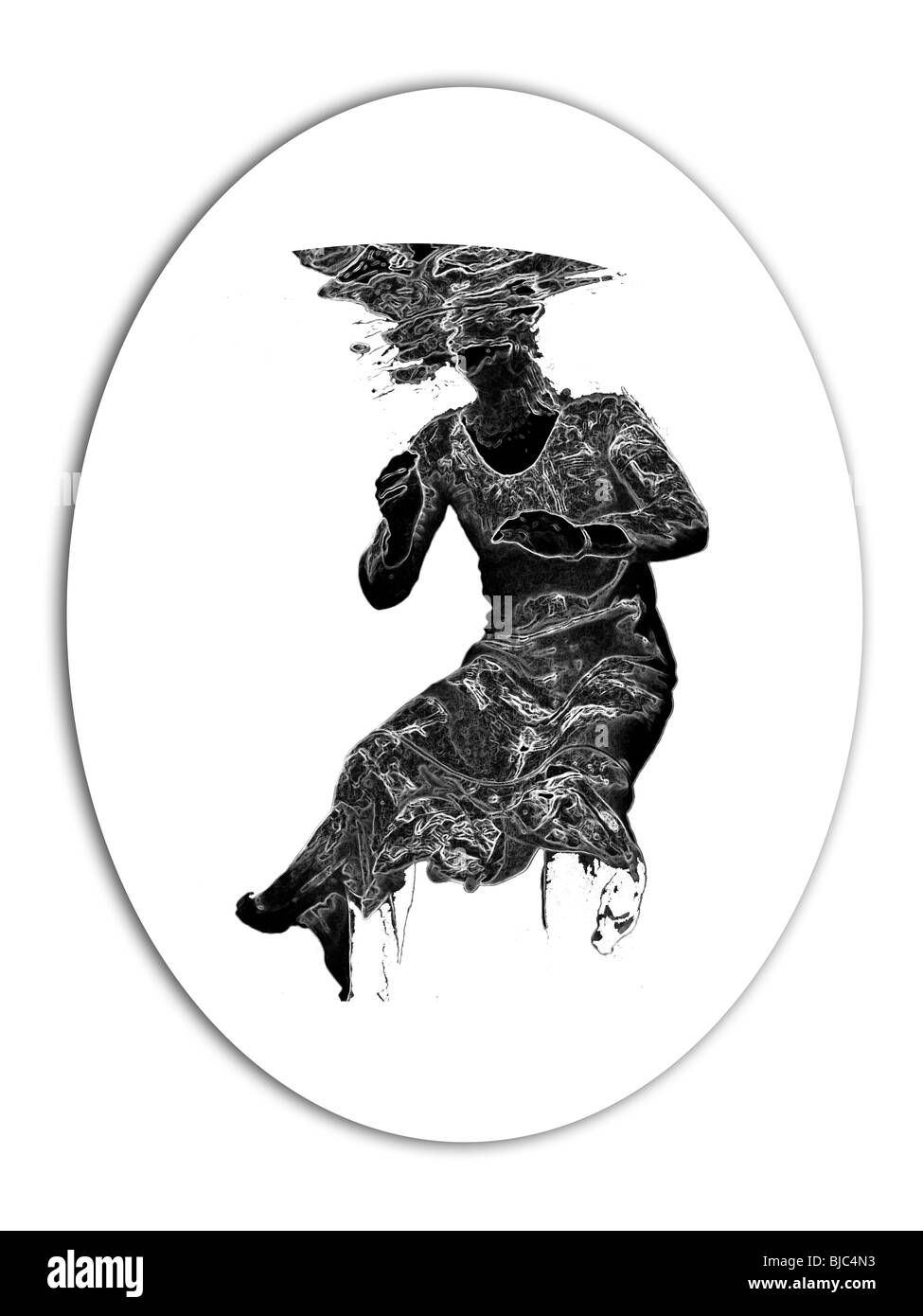 Vision abstraite d'une figure féminine floating in water Banque D'Images
