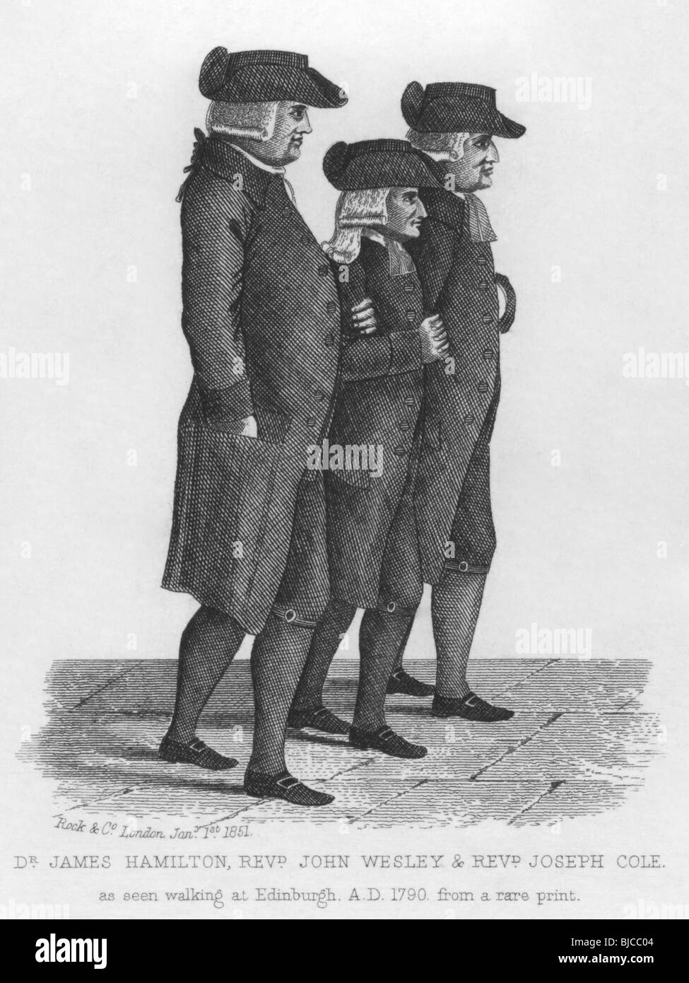 John Wesley marcher à Édimbourg entre James Hamilton et Joseph Cole. Banque D'Images