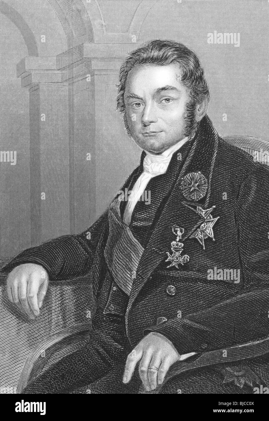 Jons Jacob Berzelius (1779-1848) gravure sur des années 1800. Le père de la chimie suédois. Banque D'Images