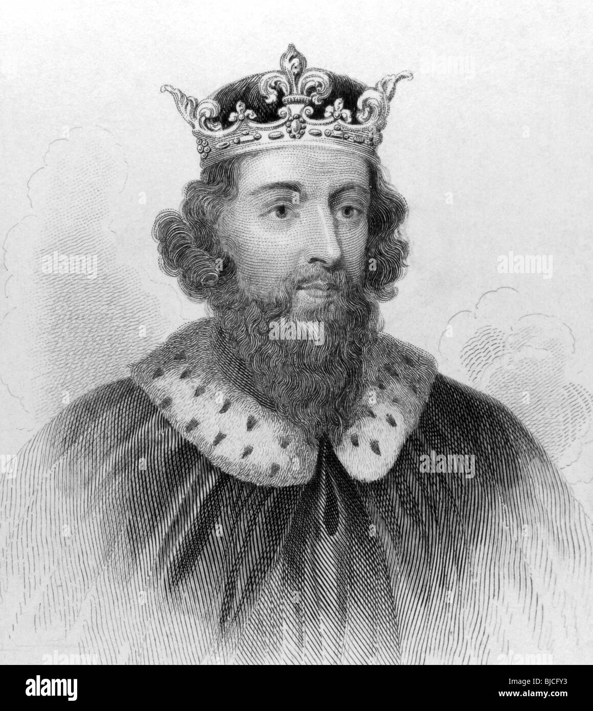 Le Roi Alfred le Grand (849-899) sur la gravure des années 1800. Roi de la royaume anglo-saxon du Wessex de 871 à 899. Banque D'Images