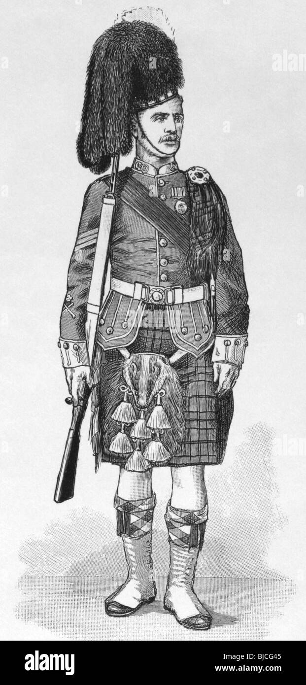 Le sergent du 1er Bataillon des Argyll and Sutherland Highlanders, à l'ordre sur l'examen de la gravure du xixe siècle. Banque D'Images