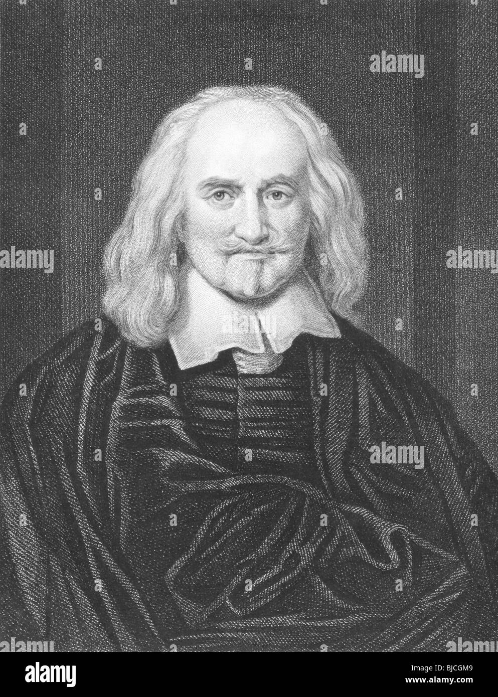 Thomas Hobbes (1588-1679) gravure sur des années 1800. Le philosophe anglais. Banque D'Images
