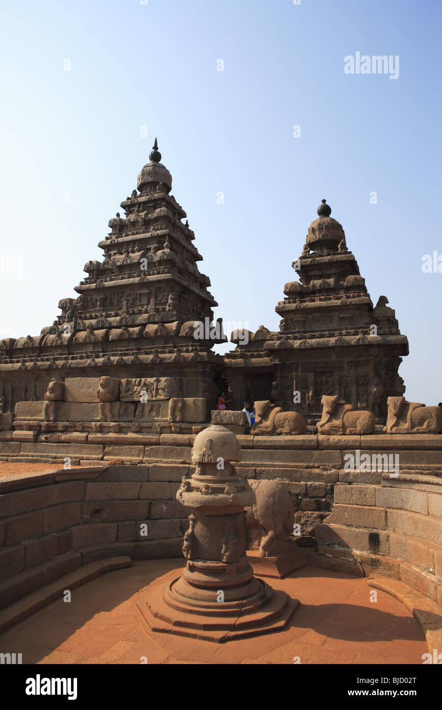 Shore temple dédié aux dieux Vishnu et Shiva Mahabalipuram ; ; ; District Chengalpattu Tamil Nadu Inde ; Banque D'Images