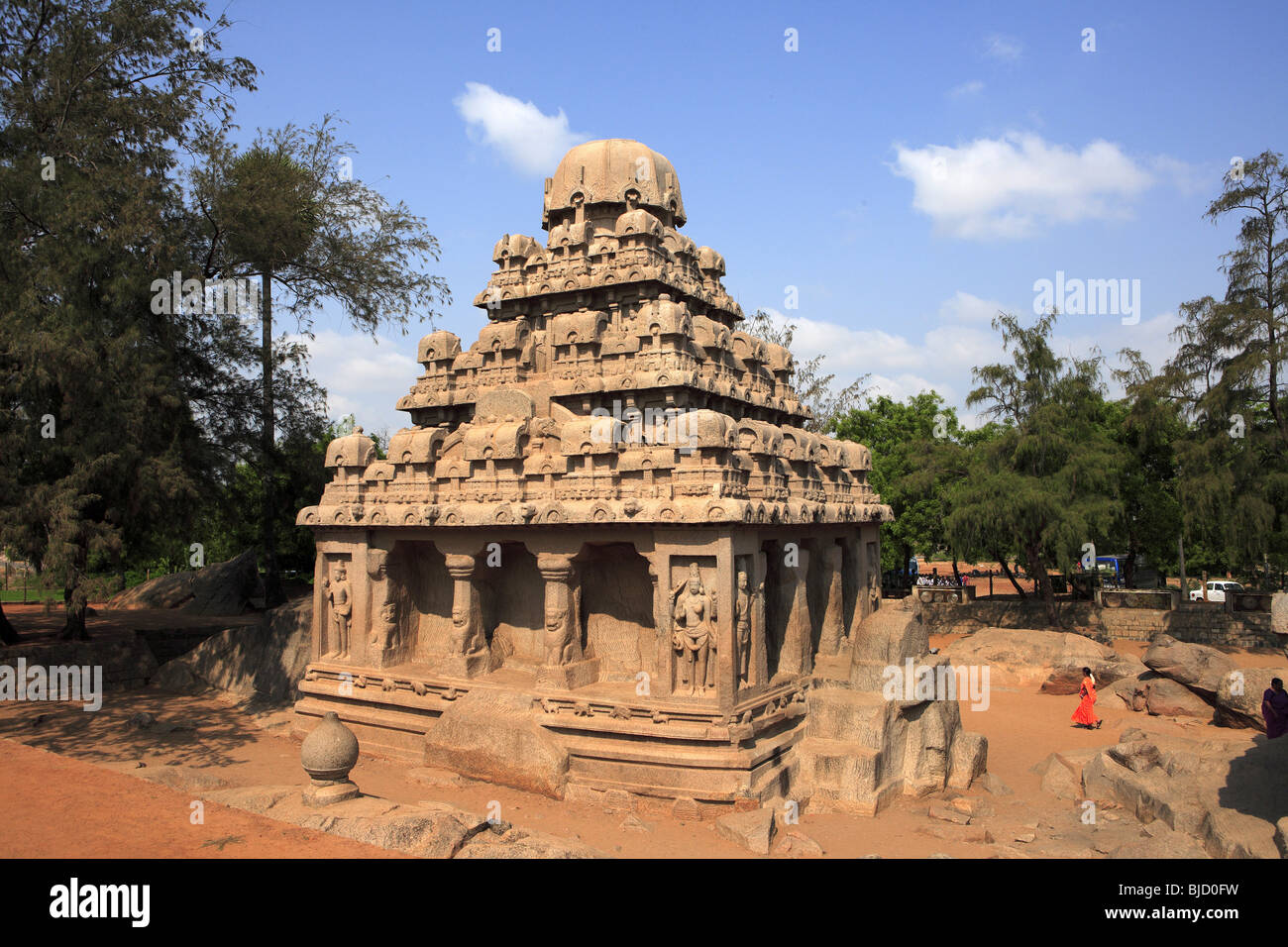 Dharmaraja Ratha et Pancha monolithe Rathas temples sculpture rock ; District Chengalpattu Mahabalipuram ; ; ; Tamil Nadu Inde Banque D'Images