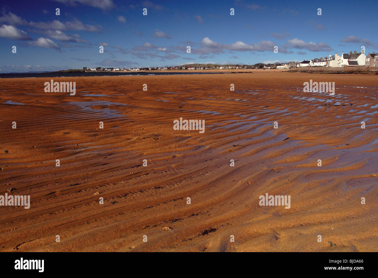Les ondulations du sable sur la plage à Elie, l'East Neuk de Fife, Scotland Banque D'Images
