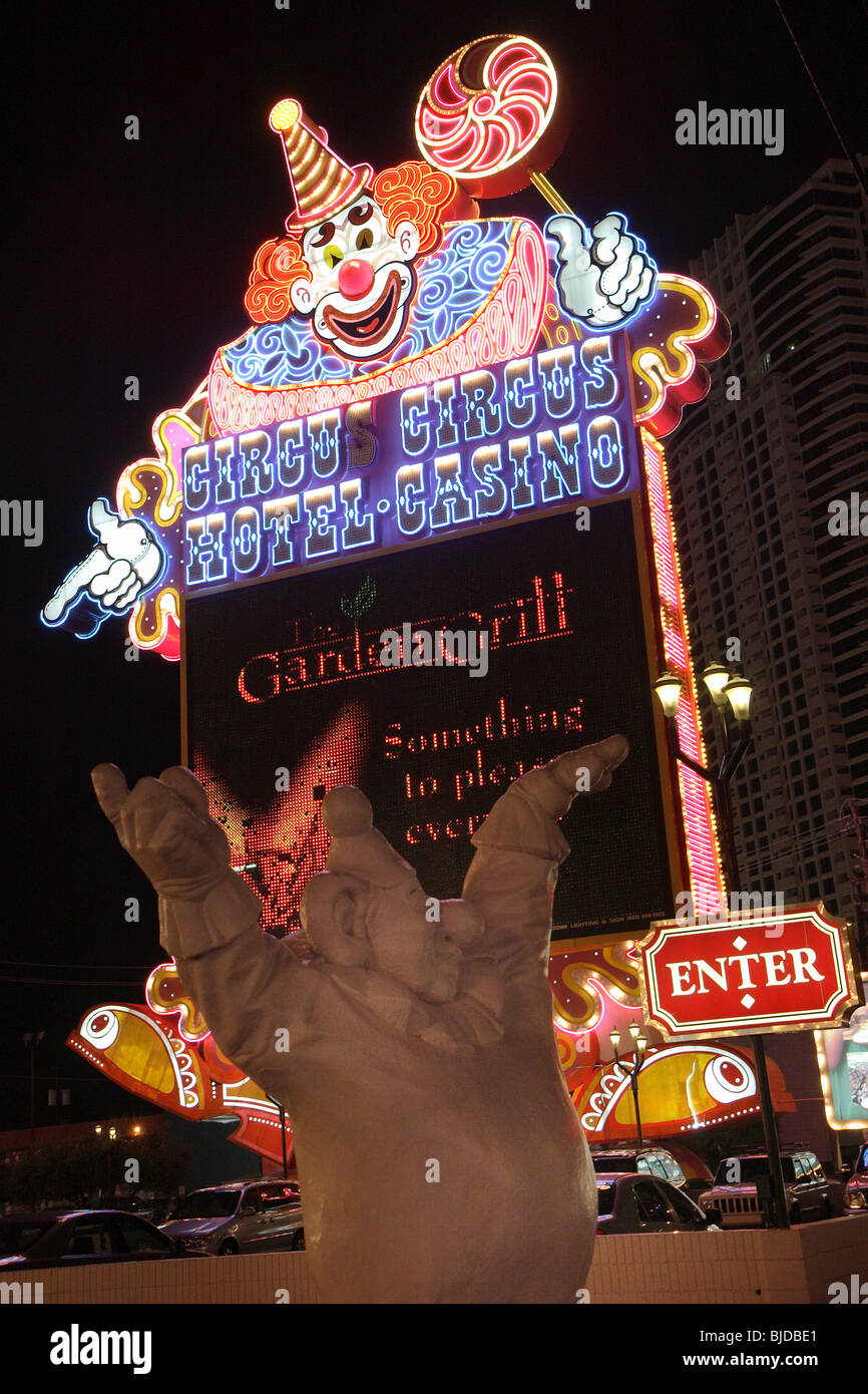 Clown sur un panneau du Circus Circus Hotel and Casino, Las Vegas, USA Banque D'Images