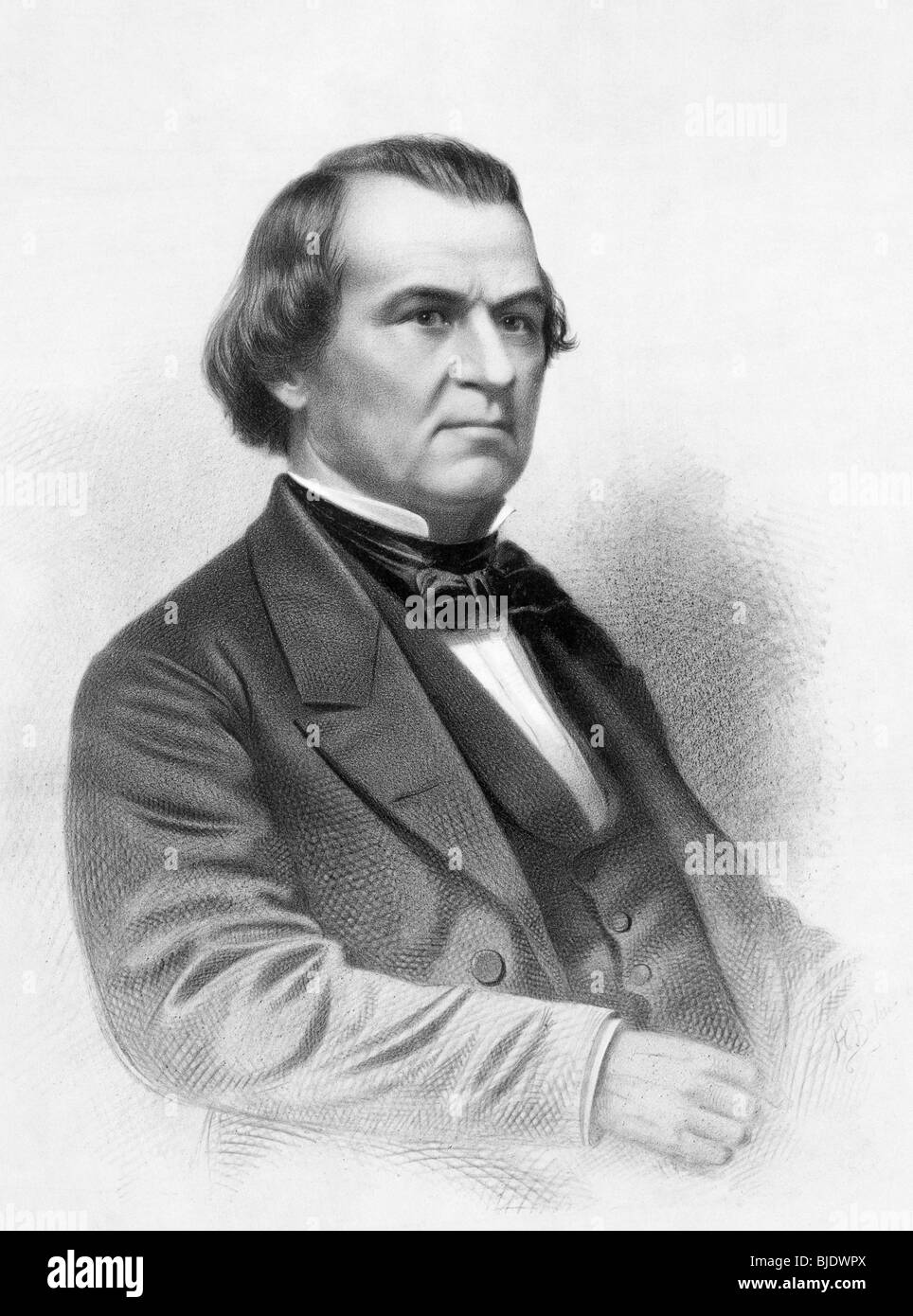 Portrait c1865 de Andrew Johnson - Johnson (1808-1875) a été le 17e président des États-Unis (1865 - 1869) et le premier à être mis en accusation. Banque D'Images