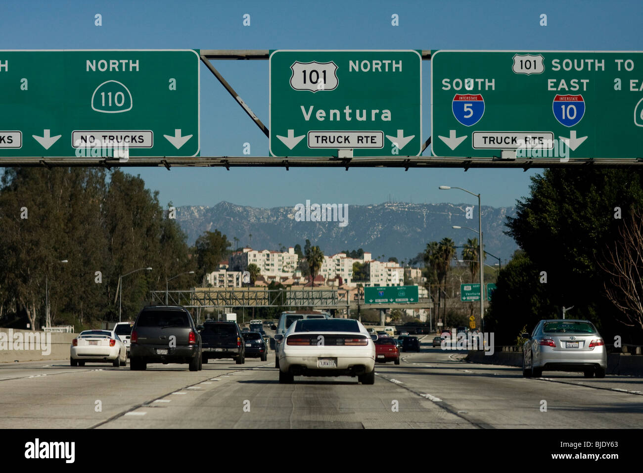 L'Harbour Freeway - route 110 - centre-ville, Los Angeles County, Californie, États-Unis d'Amérique Banque D'Images
