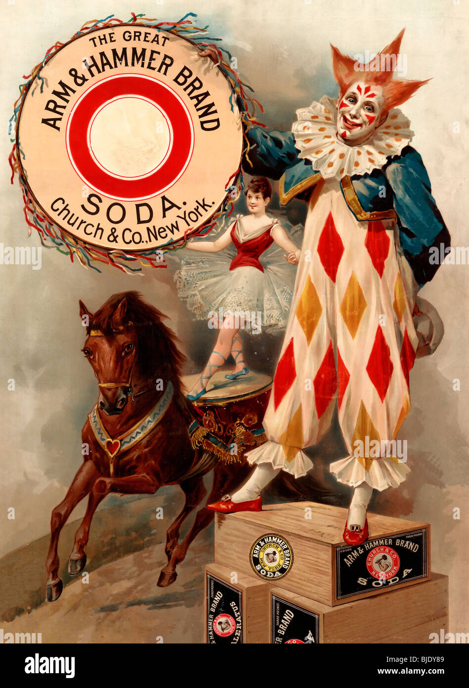 La grande marque de soude Arm & Hammer, la publicité vers 1900 Banque D'Images