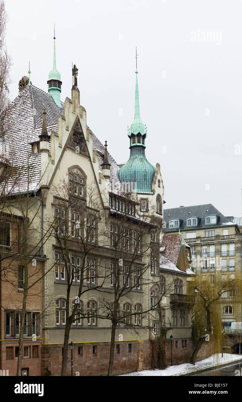 Lycée des Pontonniers, international high school, hiver, Strasbourg, Alsace, France, Europe, Banque D'Images