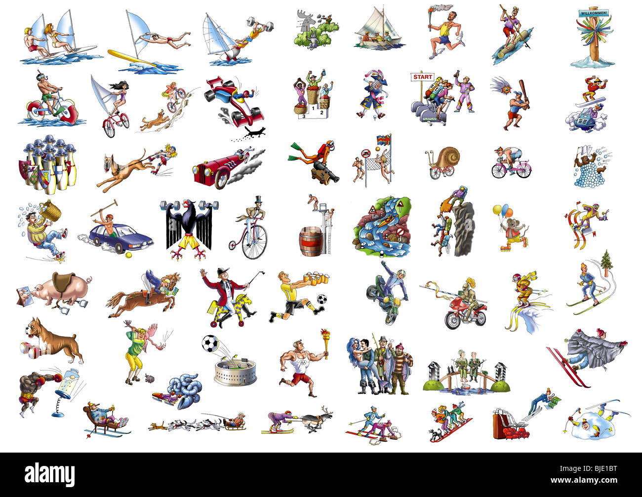 Les dessins animés à la main sur les différents sport Banque D'Images