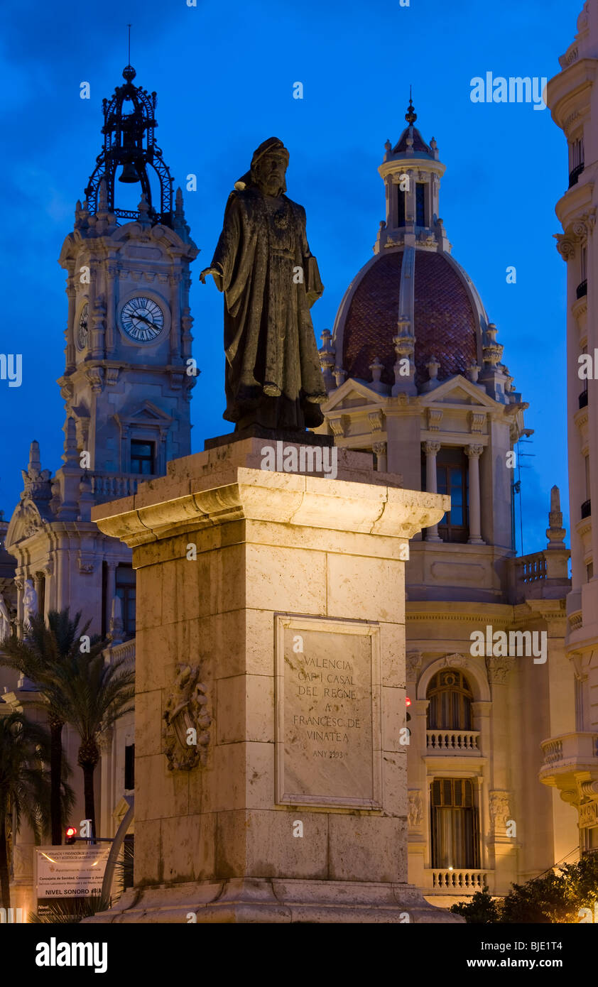 Plaza del Aguntamiento & Mairie ; Valence ; Costa del Azahar, Valencia Province ; Espagne Banque D'Images